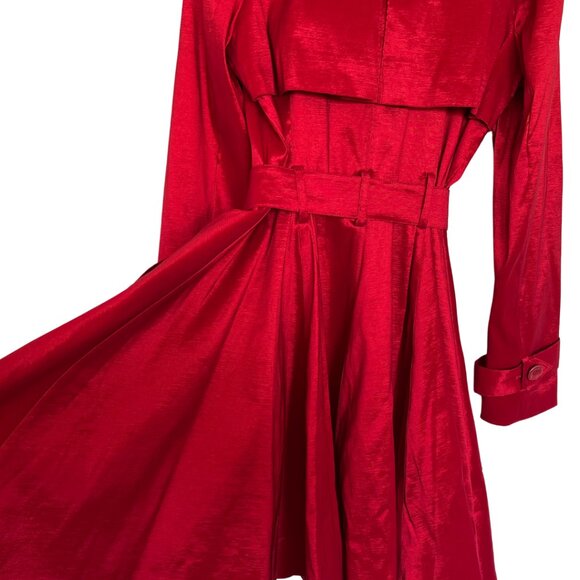 Belle Fare Elegant Red Trench Coat | Boutique - Picture 7 of 8
